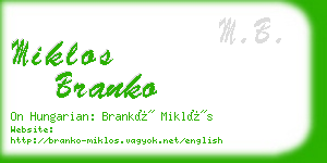 miklos branko business card